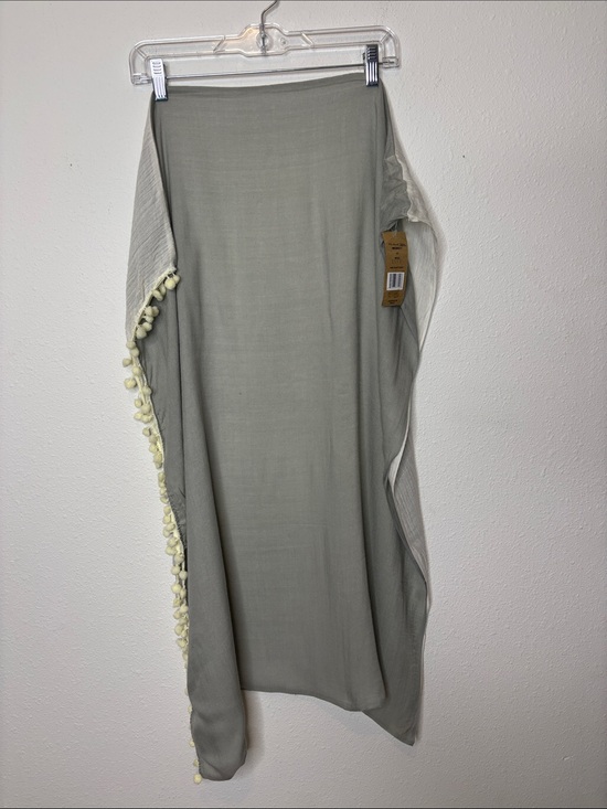 Michael Stars Accessories - Light Sage Green Pom Trim Lightweight infinity scarf